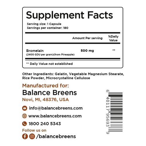 Balancebreens BB/BPE/180 Bromelain 500Mg, 180 Capsules - Pineapple Extract Digestive Enzyme - Supports Digestion And Joint Support Supplement thumb #6