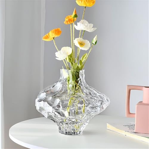 GSDYZ Irregular Glass vases, Personalized and Creative Home Decorations, electroplated Crafts, Flower Arrangements and Ornaments(Clear,26 * 23cm)
