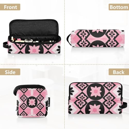 Bolso de viaje para herramientas de cabello con tapete resistente al calor para planchas, rizadores y secadores - Negro y rosa miniatura 5