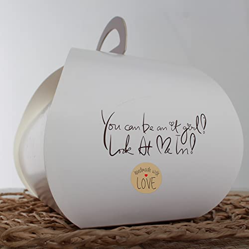 Hybsk 500Pcs 1.5 Inch Kraft Handmade With Love Stickers With Red Heart For Small Business Baked Packaging (Type 1) #TOP4