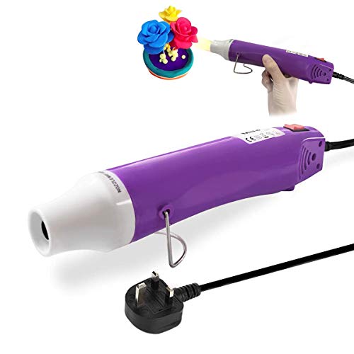 JUSONEY - Pistola de aire caliente, 300 W, secador de aire caliente portátil con herramienta de calor de doble temperatura, para manualidades, grabado y tubo termorretráctil, color morado