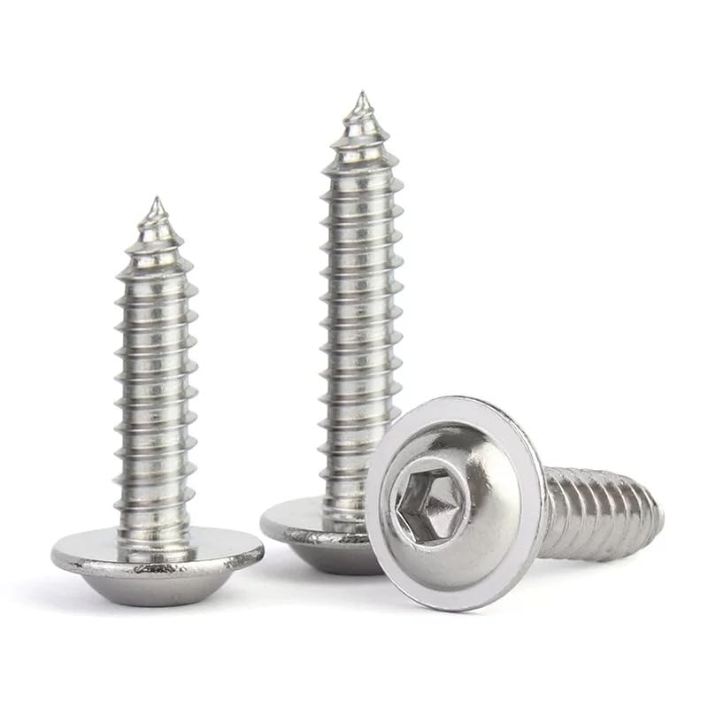 SS304 Stainless Steel Hex Socket Button Flanged Washer Head Self Tapping Screws M3 M4 M5 (500,M3 x 25mm)