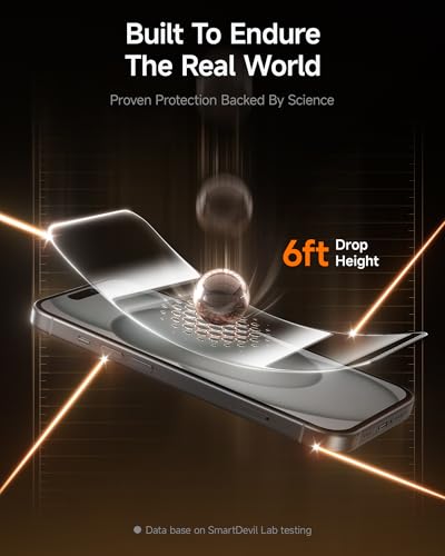 Image of SMARTDEVIL 2 Pack for iPhone 15 / iPhone 16 Screen Protector, 9H Hardness Military Grade Shatterproof, HD Clear Tempered Glass with Auto Dust-Elimination, Bubble Free, Easy Installation, Case Friendly