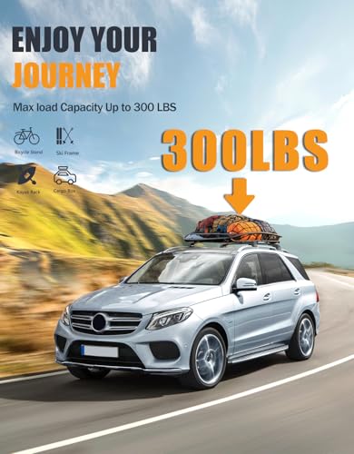 Image of KINGGERI 300lbs Lockable Roof Rack Cross Bars Compatible with Mercedes Benz GLE 2015-2026 with Raised Side Rails, Heavy Duty Aluminum Roof Rails Crossbars Luggage Accessories