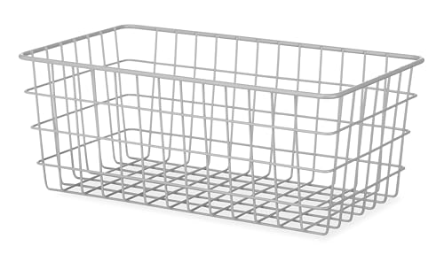 Panier en fil métallique blanc empilable pour optimiser le stockage du congélateur