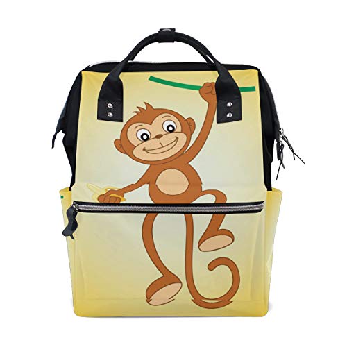 zaino da viaggio con scimmia e banana in tela