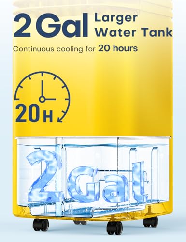 Image of 4-IN-1 Portable Air Conditioners, Evaporative Air Cooler w /4 Modes & 3 Speeds, 15H Timer for Smart Auto-off, 2-Gal Tank for 20H Cooling,17FT Remote,No Hose Needed - Gold