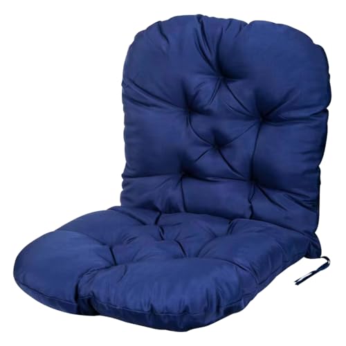 Cuscino per sedia a dondolo in rattan con schienale alto, con lacci, impermeabile, per esterni, per mobili, blu navy