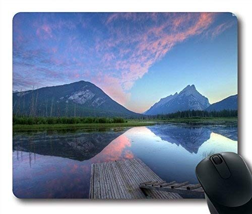 YENDOSTEEN Naturaleza Nubes al Atardecer Que se reflejan en la Alfombrilla de ratón Antideslizante para Juegos Vermilion Lakes