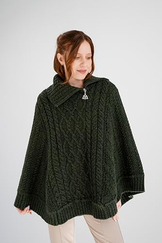 Image of SAOL Ireland Ladies 100% Merino Wool Cowl Neck Zipper Poncho