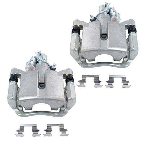 Image of TRQ Rear Driver and Passenger Side Brake Caliper Set Caliper Brackets Hardware Compatible with 11-13 Chevrolet Impala 14-16 Impala Limited 05-07 Buick LaCrosse 08-09 LaCrosse 05 Pontiac Grand Prix
