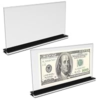 2 Stück Acryl Banknoten Display Rahmen Schwarz Basis Transparenter Desktop Display Ständer Dollarschein Display für Geldscheine Sammler Papiergeld Euro Ticket Protector 10x20 cm