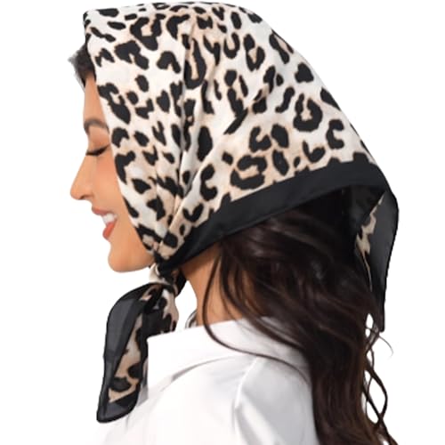 Leopard Cheetah Print Head Scarf Women Neckerchief Scarf for Hair Wrapping at Night Bandana Square Scarf
