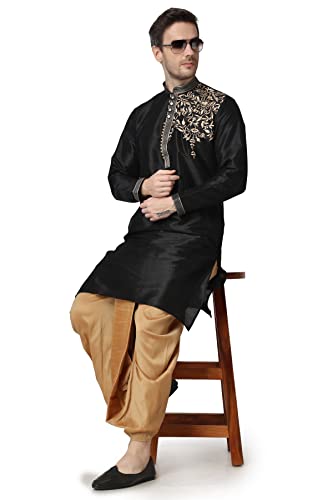 Aakrati Men's Tunic Art Silk Kurta Dhoti Set Indian Mens Designer Kurta Set2