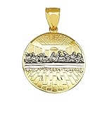 AMZ Jewelry 10K Gold Last Supper Pendant Charm Last Supper Medal