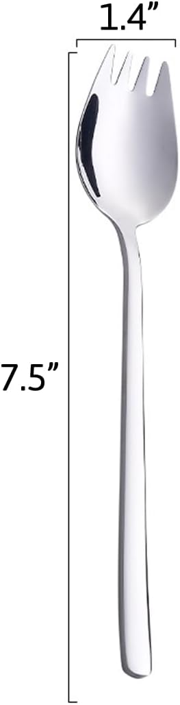 Sporks, 4-Pack 18/10 Spork Stainless Steel, Metal Spork for Everyday Household Use, 7.4-Inch Long Handle Dessert Spoons Ice Cream Spoons Salad Forks, Spork for Fruit Appetizer Dessert