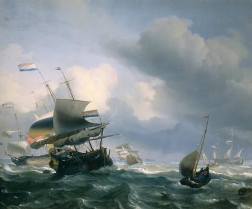 Tableau port avec des navires affiche impression d'art décoration murale toile 60x90cm