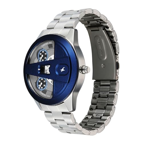 Image of Fastrack Overdrive Micromotor Quartz Analog with White Dial Silver Stainless Steel Metal Strap Watch for Men - 3331KM02