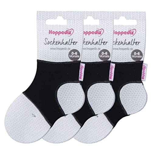 Hoppediz Calcetines unisex para bebé (paquete de 3), Negro, Talla única