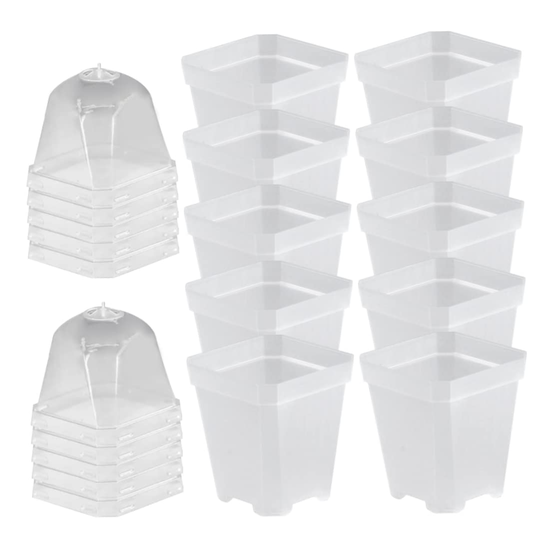 Aetherize 10Pcs Clear Nursery Plant Pot Plastic Clear Flower Pot Seed With Humidity Dome For Garden Supply Transparent Plant Pots