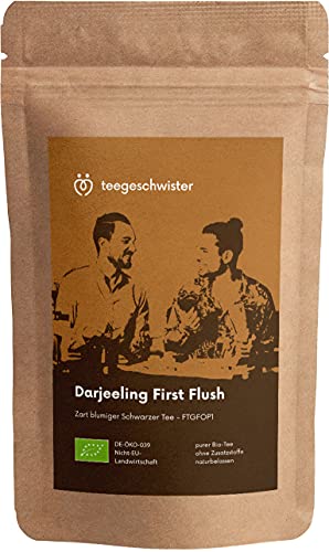 teegeschwister® | BIO Schwarzer Tee Darjeeling First Flush FTGFOP1 | loser premium Schwarztee aus dem Himalaya | ganze Blätter | ohne zugesetzte Aromastoffe | 90g Cover