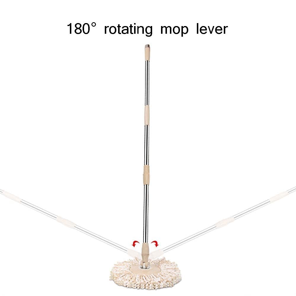Secchio mocio Rotante 360 ° con cestello disidratazione in Acciaio Inossidabile e testine Secco rotanti in Microfibra con Secchio 2 Teste Sistema Pulizia Pavimento