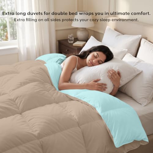 Image of AYKA Reversible Comforter 220 GSM Microfiber Reversible AC Comforter /Blanket for Winter /Quilt /Dohar /Duvets for King Size Blanket /Comforter Double Bed (Taupe & Aqua, 90 * 100 inch)