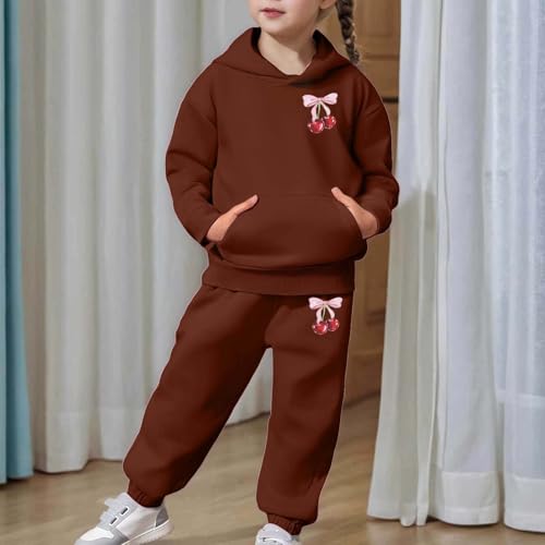 Pink Bow 2 Piece Sets Sweatsuit for Girl Cute Kids Fall Clothes Graphic Hoodies Pullover and Sweatpants Outfits3