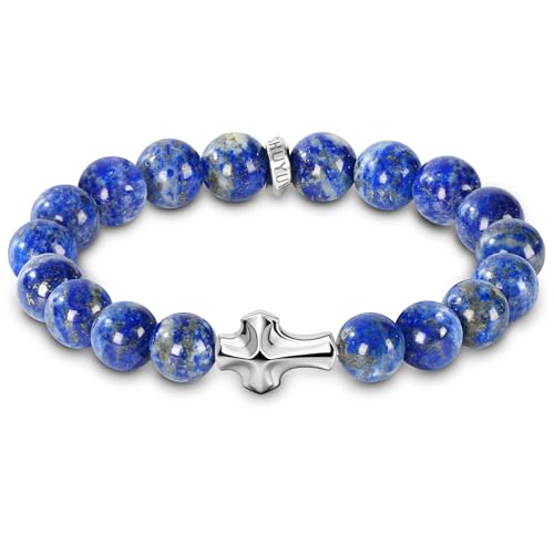 Pulsera masculina de piedras naturales 10mm ajustable miniatura 1