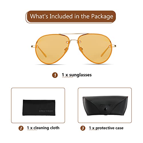 Image of Xpectrum Classic Double Bridge Metal Aviator Sunglasses for Women Men Trendy Retro UV400 Rimless Sun Glasses