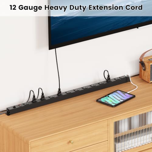 HHSOET Extensión eléctrica larga de escritorio con puertos USB C, negro, 4FT miniatura 7