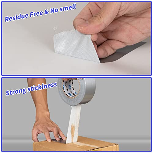 Image of Oleitodh Silver Heavy Duty Duct Tape Bulk 24 Pack -2 inch 60 Yards Each,Strong No Residue, All-Weather, Tear by Hand, Waterproof Gray Tape for Indoor Outdoor Use,Multi Purpose Home Repair