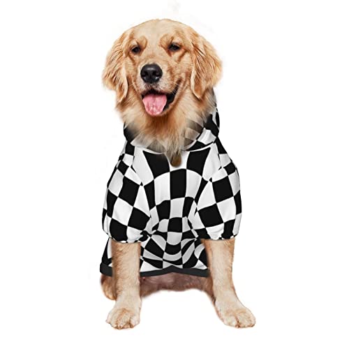 Zgxjjpp DFSGHDFR-494386935 Black And White Checkered Dog Hoodie Sweaters thumb #1
