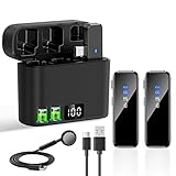 LungSank 2Pack Wireless Lavalier Mikrofon für Android, Mini Mikrofon mit Ladetasche, 2,4 GHz Handy Mikrofon für TikTok YouTube Live-Stream, Keine App/Bluetooth erforderlich (Black-Case Charging)