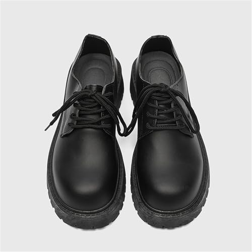 Men's Platform Faux Leather Lace - Up Dress Oxford Shoes, Classic Round Toe Lug Sole, Chunky Vintage Formal Business Wedding Derby Shoes3