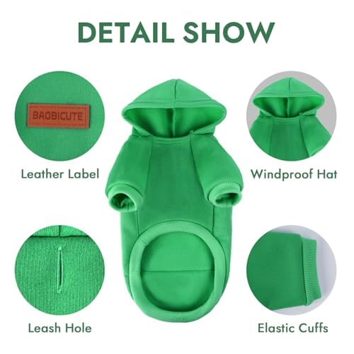 Image of 2 Pack Dog Hoodie Warm Hood Dog Sweater Cold Weather Small Dogs Sweatshirt Comfort Pet Clothes for Small Medium Dogs with Pockets (Green+Wine Red, L (Back: 13.78 inch, Chest: 18.9 inch))