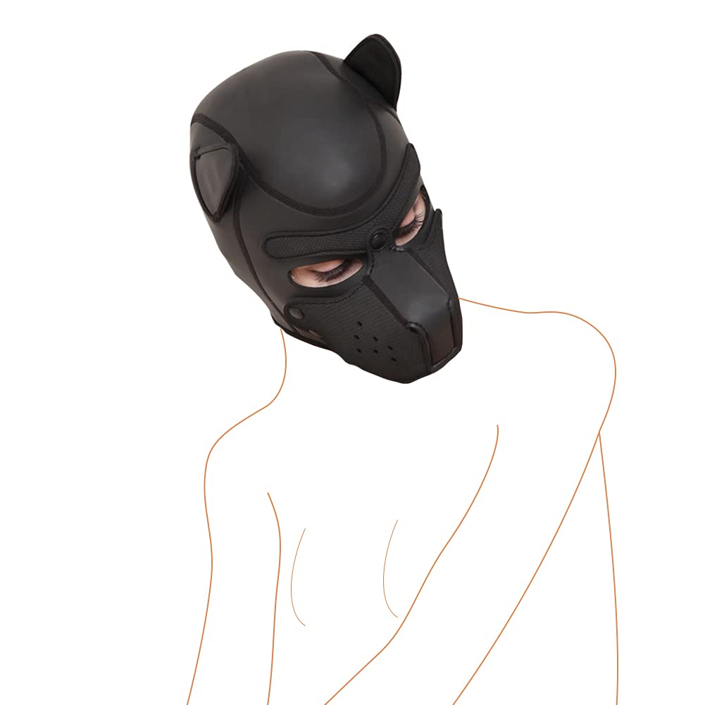 Roluck Máscara de Perro SM Bondage Esclavo Negro Cachorro Capucha Máscara Juguete Sexual Para Pareja Sexo Juego Cosplay