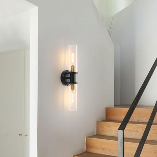 Luz de pared retro para cocina y dormitorio con diseño vintage de hierro y cristal decorativo
