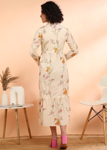 Image of Maaesa Women Floral Cotton Flared Dress