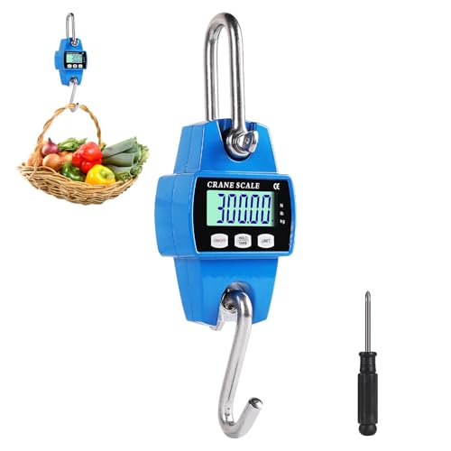 EFUTURETIME Balance Suspendue Numérique 300 KG, Balance À Grue Crochet Électronique en Aluminium avec Capteur Précis LCD Portable pour Chasse, Pêche, Ferme,...