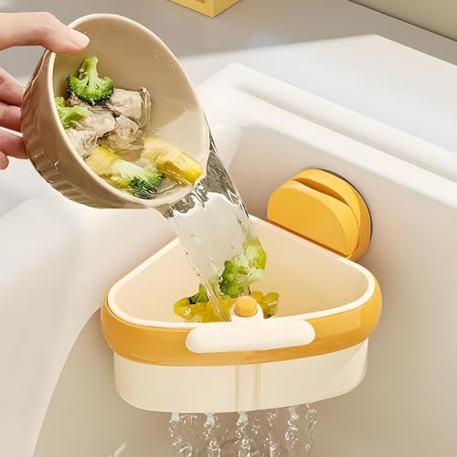 RXYNLL Sieb für Spülbecken Snap-Button Abtropfsieb SpüLbecken Sieb,Sink Strainer Basket(1, orange)