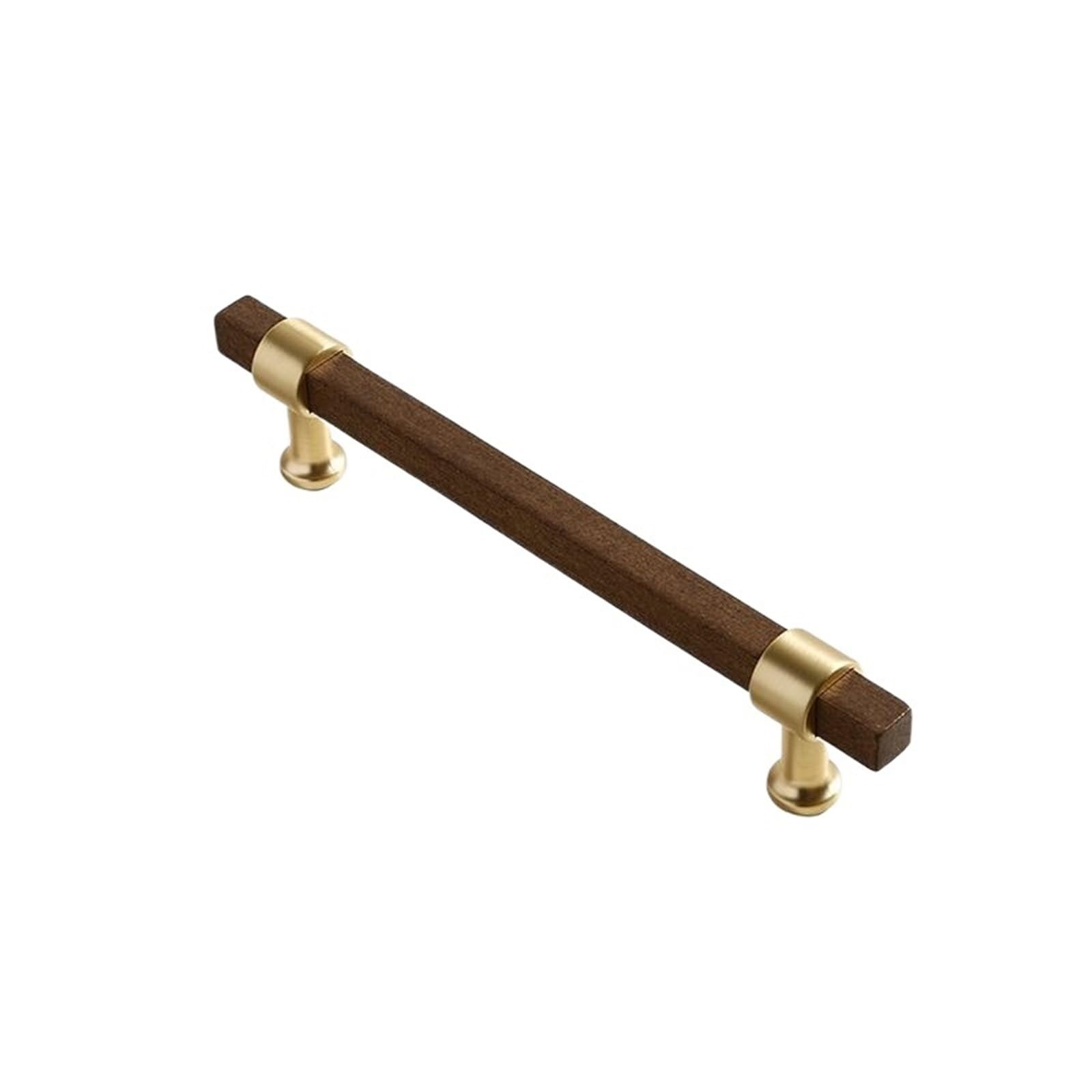 LADFRTYU Wooden Handles 2pcs Walnut Wooden Kitchen Cabinet Knobs and Handles Shoe Handle Gold Cupboard Door Pulls Hardware(CJ-1906-Walnut-128mm)