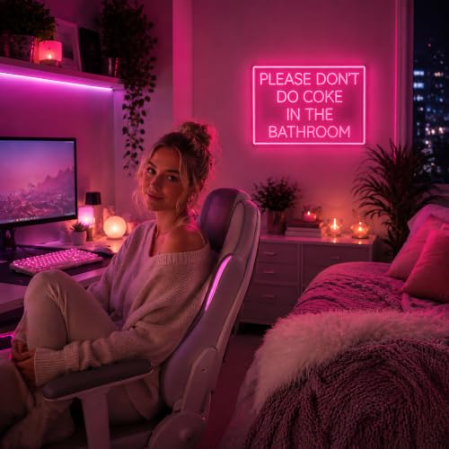 Image of Pink Neon Sign for Wall Decor Led Light Sign Neon Light for Room Party Home Wall Decor USB Powered - Bathroom