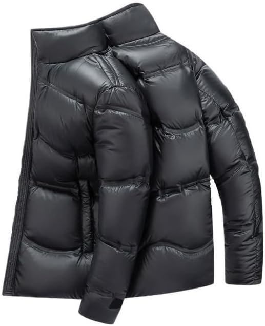 Mens Thick Stand Collar Down Jacket Winter Casual Windproof Solid Warm Puffer Jackets Coat