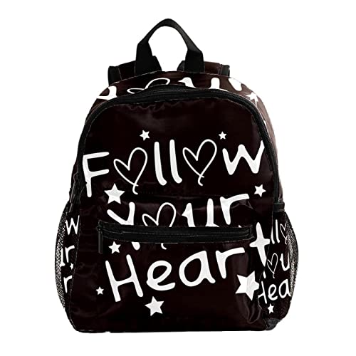 Sac à dos enfants Follow Your Heart noir et blanc pour grandir avec confiance et style