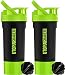 Classic Protein Mixer Shaker Bottle (24-Ounce Bottle) with Twist and Lock Protein Box Storage - Flip Cap and Tapered Spout in Clear Green and Black - by Utopia Home