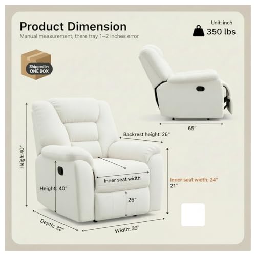 Image of Snow White Recliner Chair | Motorised Recliner Chair | Leather Motorised Recliner | Single Sofa Recliner | 1 Seater Chair | 1 Year Warranty | White Leather