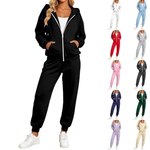 Two Piece Sets For Women Fall Zipper,Sweat Suits For Womens 2 Piece,Fall Sets Black Large - image 1