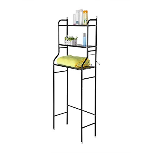 Preisvergleich Produktbild Cocoarm Toilettenregal Waschmaschinenregal Badregal Badezimmerregal Bad WC Stand Regal Waschmaschinenschrank Platzsparendes Lagerregal mit 3 Ablagen Schwarz 56 x 25 x 151 cm (L x W x H)