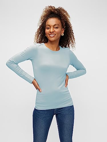 PIECES Damen PCSIRENE LS Tee 3-Pack NOOS CP, Baby Blue/3-PACK Blue-Grey-LAV, XL – Ansicht 3